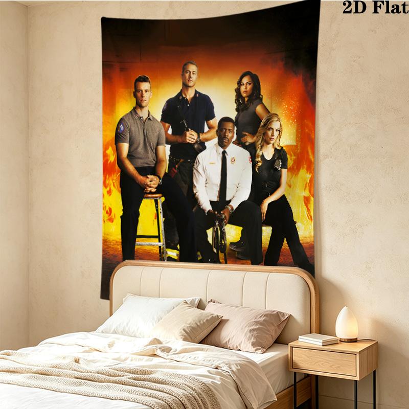 Chicago Fire Wall Tapestry Aesthetic Wall Hanging Printed Fabric Blanket Decorative Tapestries For Bedroom Living Room Home Decor