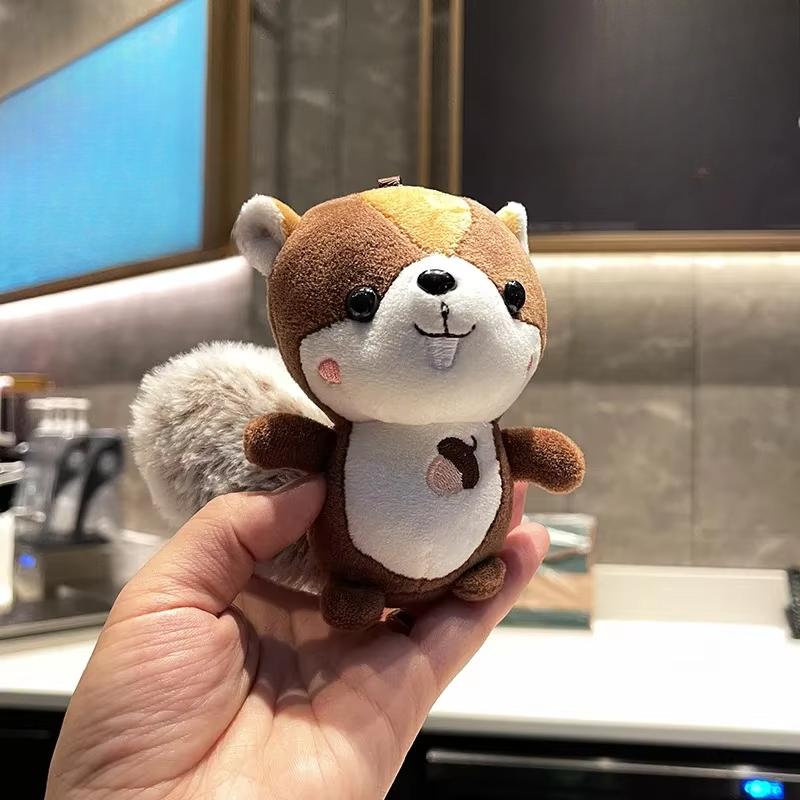 Squirrel Plush Toys Multicolor Simulation Animal Dolls Stuffed Soft Key/Bag Pendant Home Decorative for Children Girls
