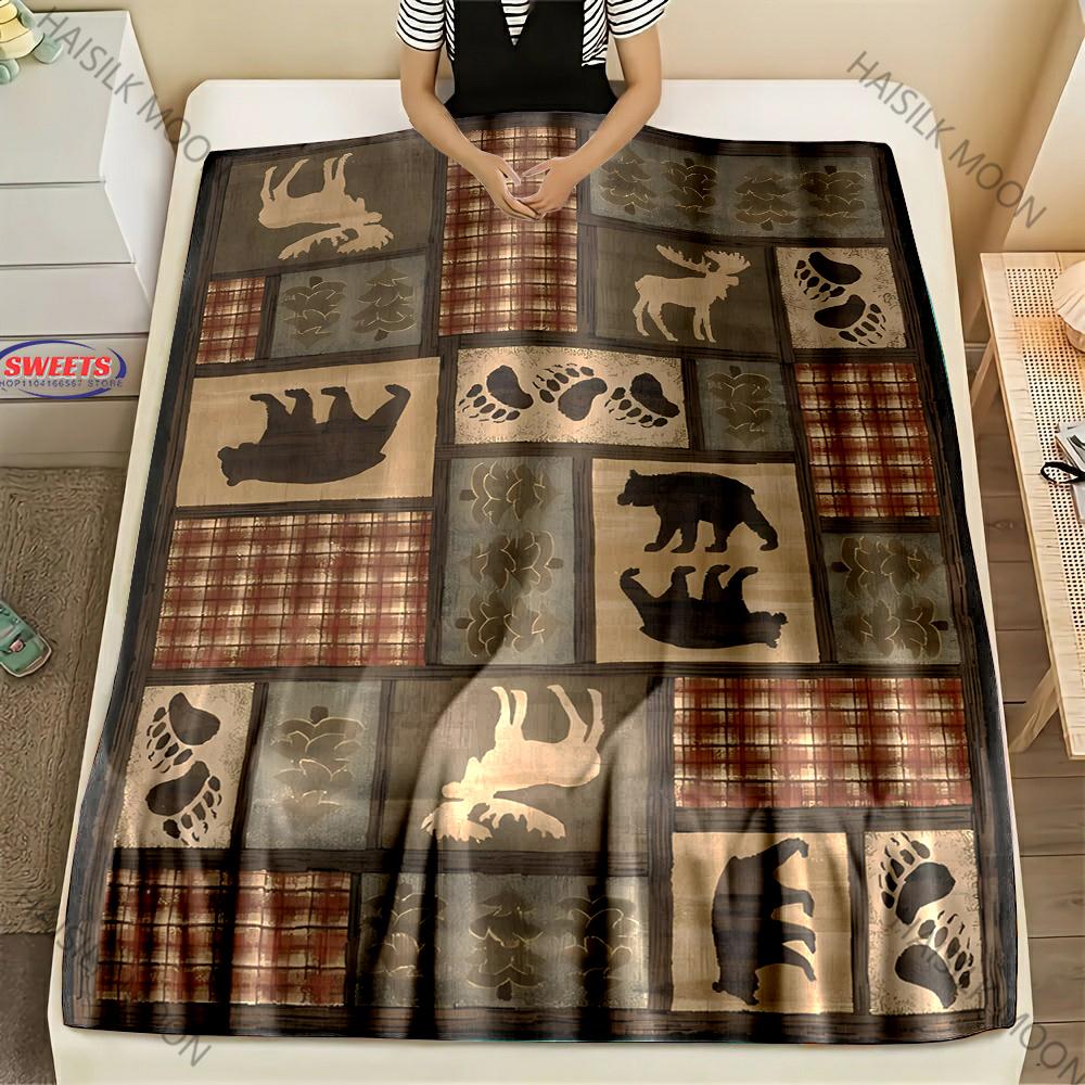 American Country Animal Print Blanket Warm Soft and Comfortable Home Travel Blanket Sofa Bedding Cover Blankets Gift for Friends