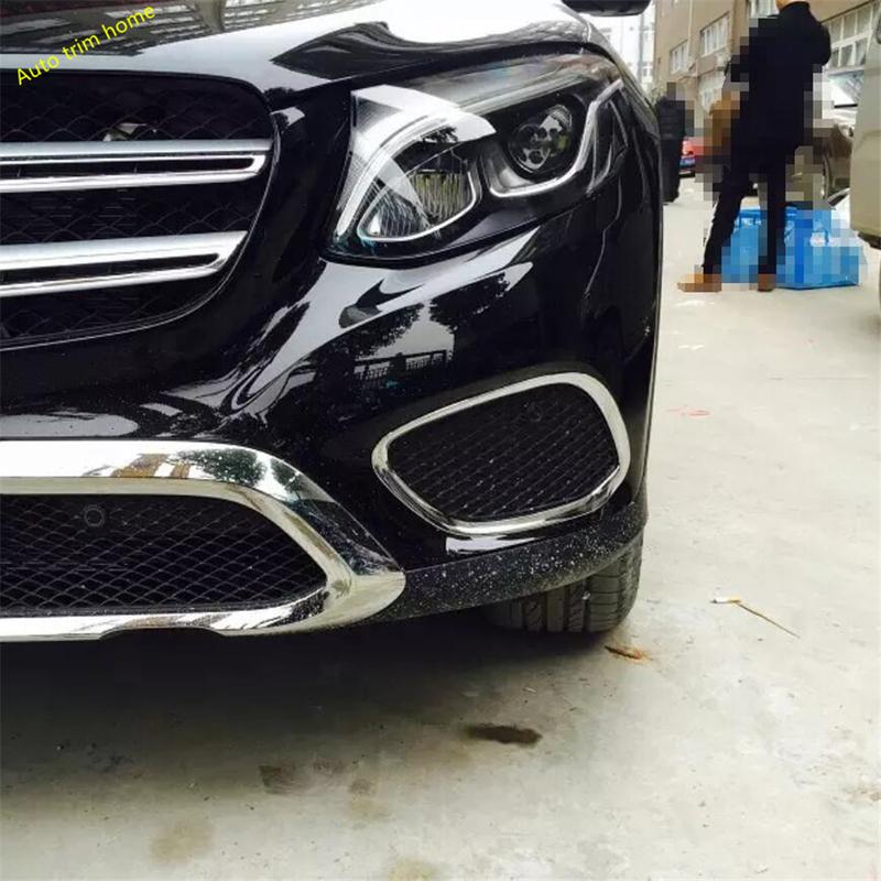 Front Fog Lights Lamps Frame Decoration Cover Trim For Mercedes Benz GLC X253 2016 - ABS Chrome Accessories Exterior Kit