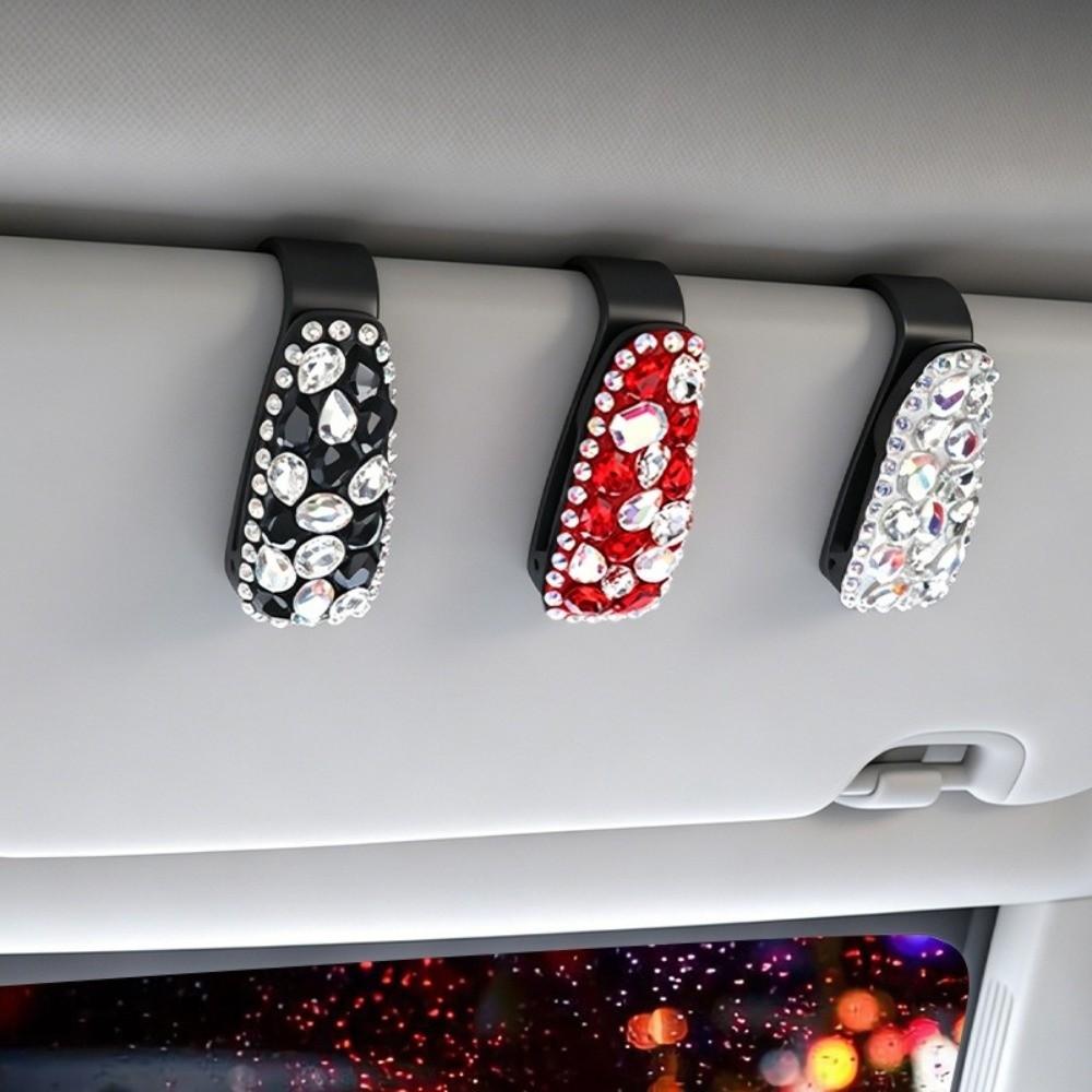 Rhinestone Sunglasses Clip Portable Car Glasses Bracket Creative Car Sunglasses Holder  Car