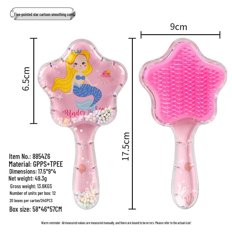 Pentagram Cartoon Magic Comb: Transparent, Anti-Tangle, Portable Hair Smoothing Comb for Kids
