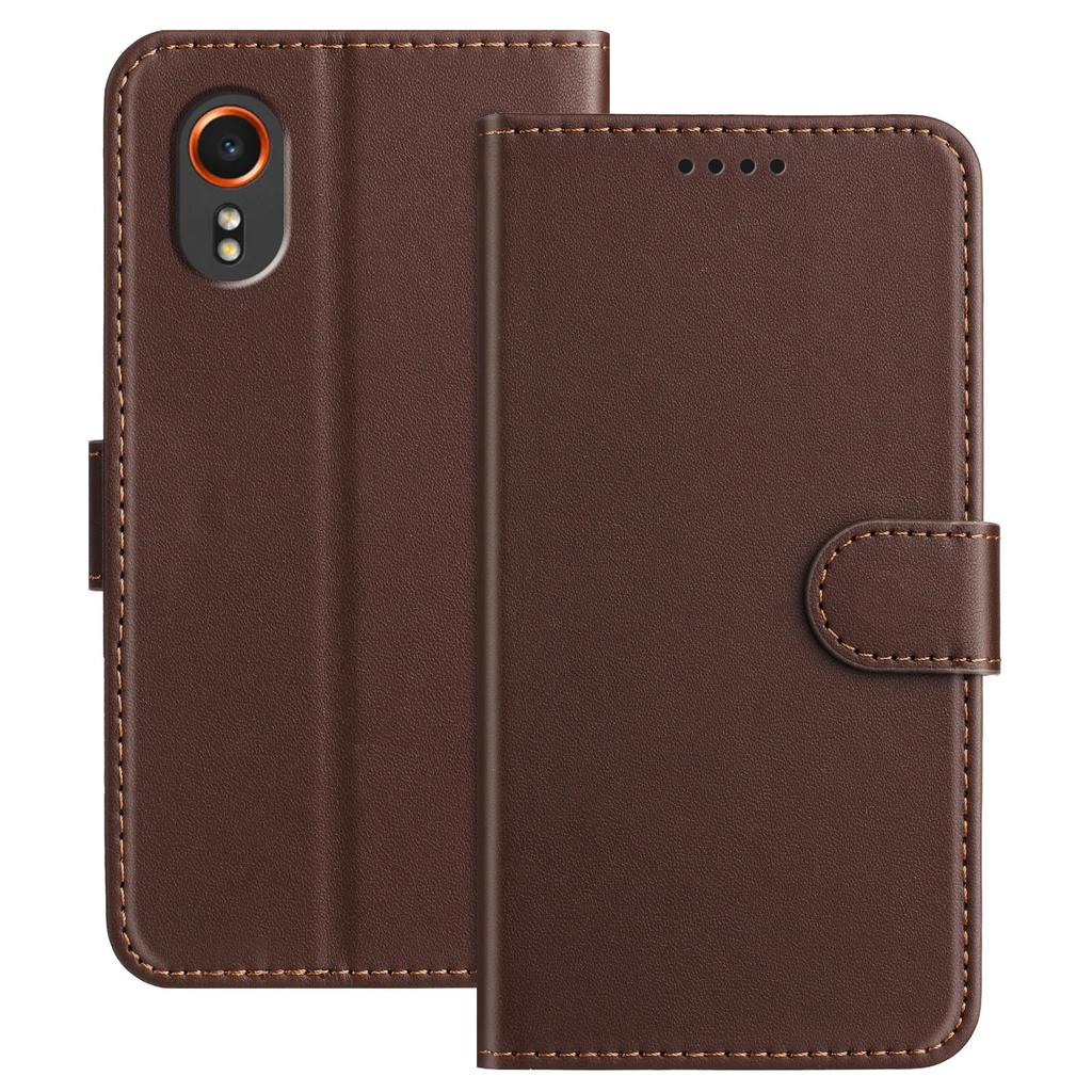 For Samsung Galaxy Xcover7 Leather Case Wallet Stand Solid Color Anti Drop Phone Cover