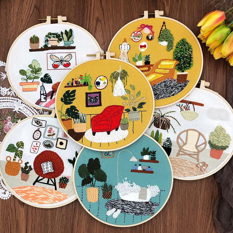 1pc Bedroom Pattern DIY Embroidery Kit for Beginners