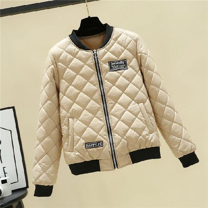 Женская бейсбольная куртка большого размера из легкого хлопка - зимнее облегающее утепленное короткое пальто 2023 года