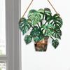 2D Flat Green Potted Plant Hanging Ornament Planter Pot Shaped Decoration Acrylic Porch Sign
