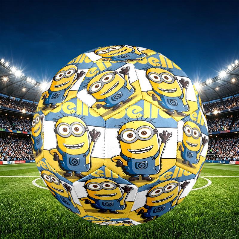 Minions Print Size 5 Soccer Ball, PU Wear Resistant Football for Match Training and Daily Practice, Birthday Gift for Soccer Fans