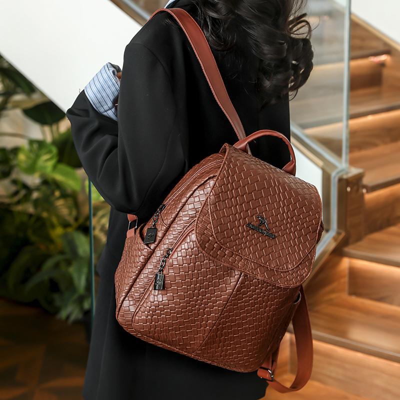 Vintage Women Leather Backpack Purse For Women  High Quality Female Design Bagpack Rucksack Large Bookbag For Girl Sac A Dos Quality
