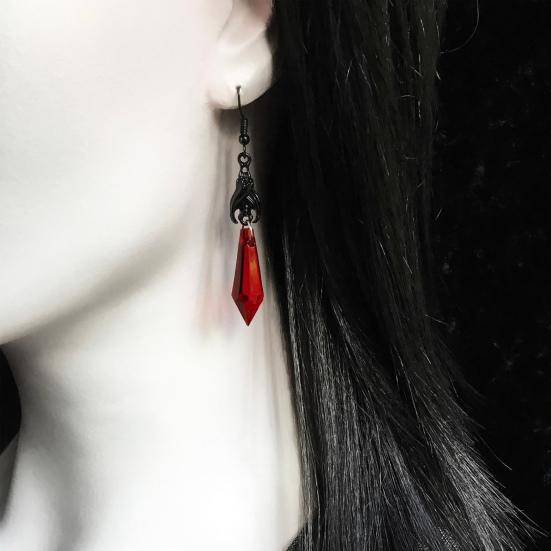 Beautifully Lady Ear Hooks Drop-resistant Ruby/Black Gem Dress Up