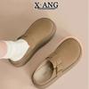 Cowhide Version of Children's Thick-soled Bag Head and Half Slippers To Wear Spring and Summer New One-pedal Lazy Single Shoes