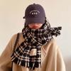 Plush Plaid Wool Scarf Cashmere Shawl Long Shawl Classic Cape Wraps  Women/Men