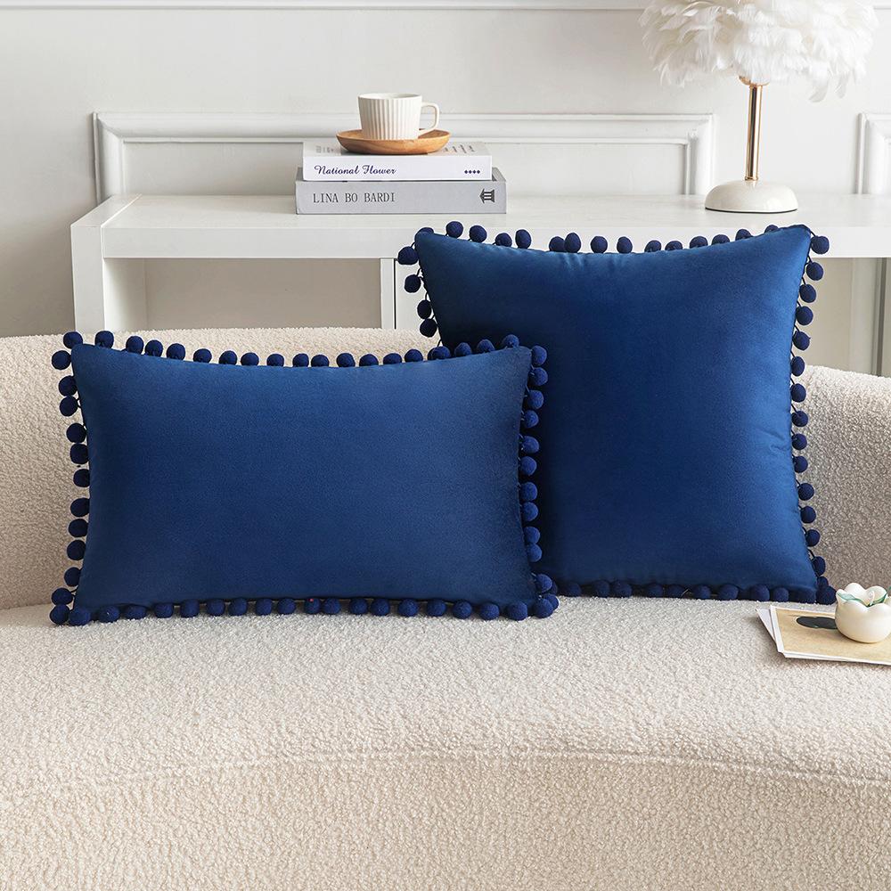 Белый Помпон Наволочка Декоративная Однотонный Вельвет 30x50см 45x45см 50x50см Бохо Декоративные Наволочки Чехол для Подушки Cuscini Divano