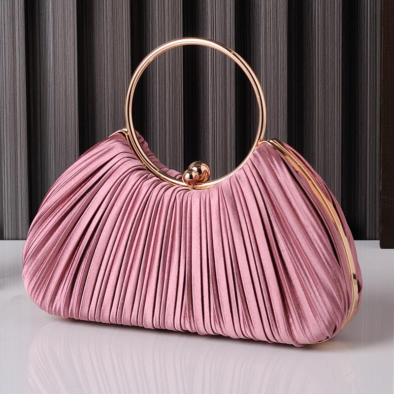 Elegant Damask Pleated Evening Bag Banquet Circle Bags Luxury Designer Bag Party and Wedding New Fashion