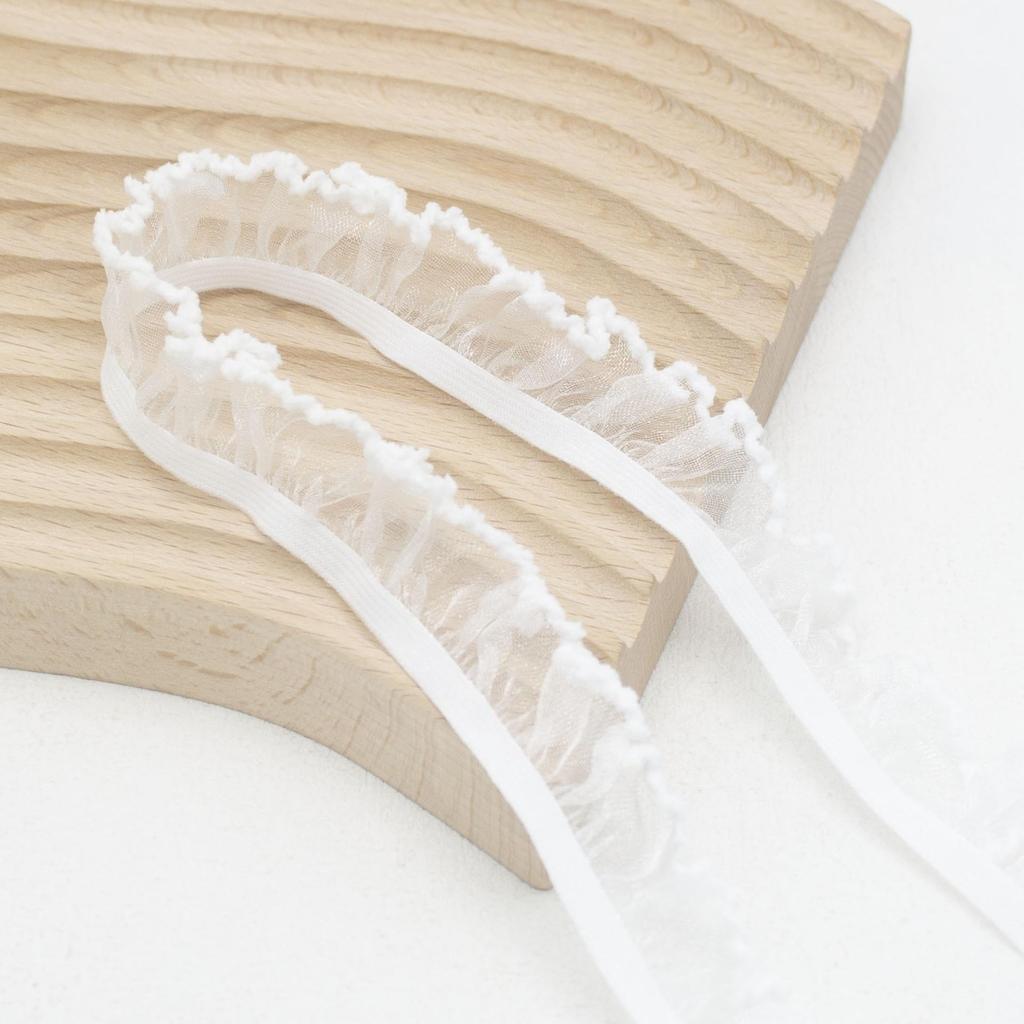 5 метров/лот 20 мм шириной Новое кружево из снежного шелка Одинарный край юбки Эластичная лента Гриб Детская одежда Эластичный головной убор Декоративное кружево