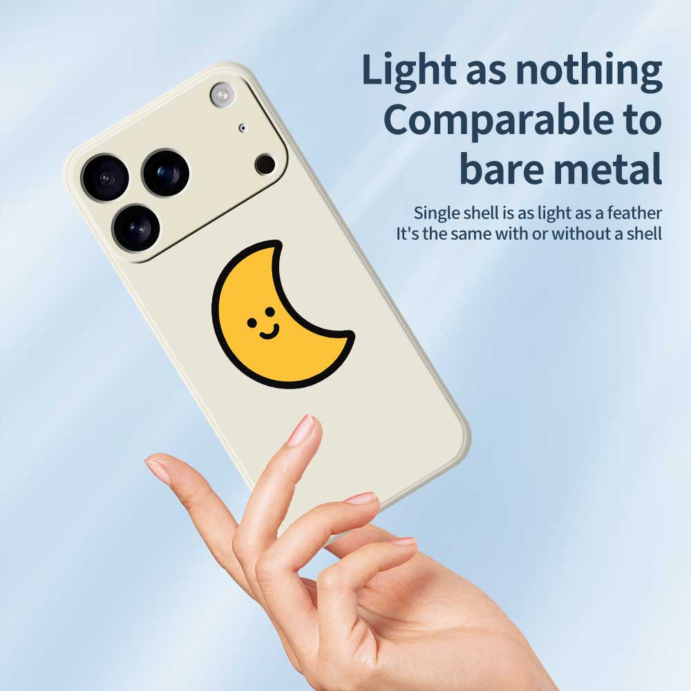 For iPhone 17 Pro Max Case Yellow Moon Pattern Printing Straight Edge TPU Phone Back Cover