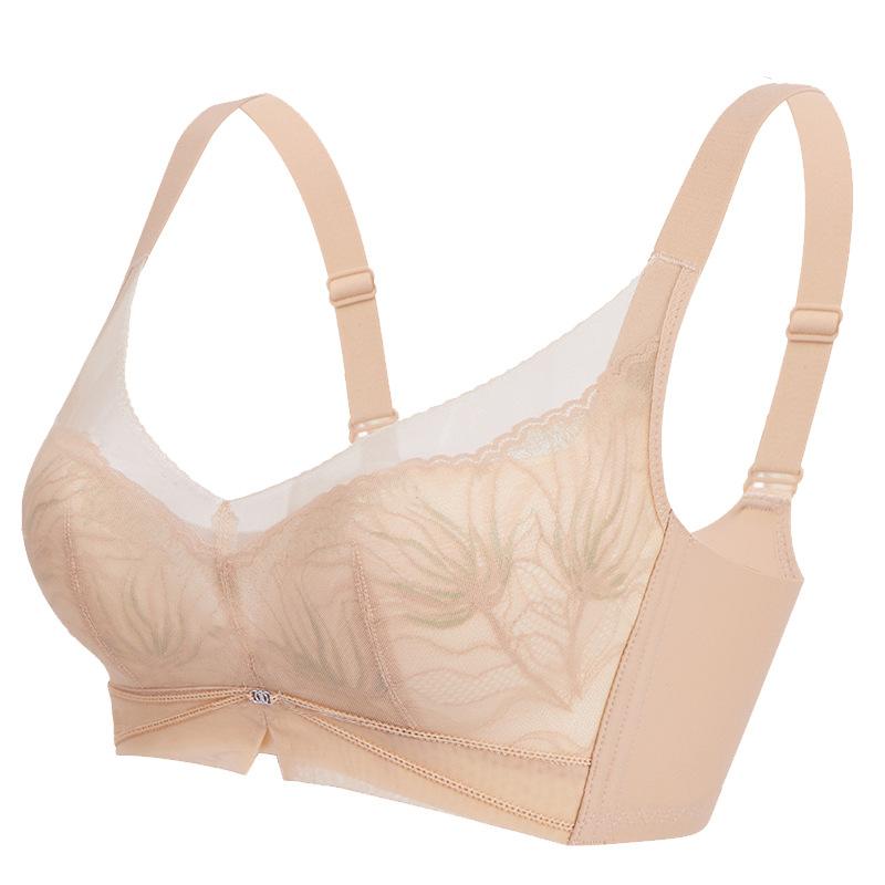 Large Size Women Adjustment Soft Steel Ring Bra Sexy Thin Breathable Brassiere Lingerie Lace Underwear Gathered Push Up Bra