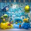 Sea Theme Animal Birthday Party Decoration Children Blue Background Shark and Dolphin Balloon Baby Shower