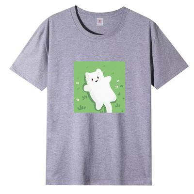 Хлопковая футболка с коротким рукавом Женская 2025 Новая Летняя С принтом Свободная Простая Корейская версия Топа Футболка для тела Женская