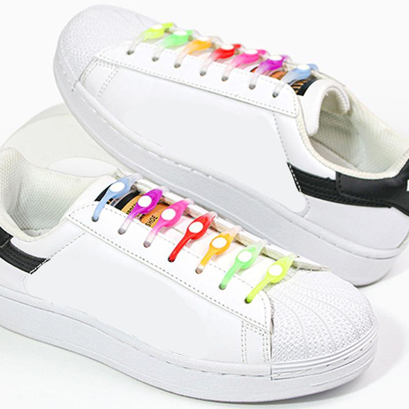 № 8, 12 шт. градиентные эластичные силиконовые шнурки без завязок, эластичные шнурки, кроссовки для взрослых и детей, ленивые шнурки для обуви, резиновые шнурки