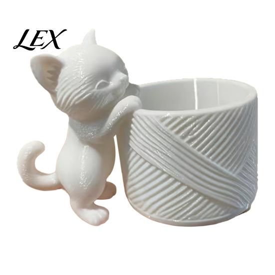 Mini Animal Flower Pot 3D Printed Cat Planter, Cute Kitty Pot, Decorative Compact Indoor Plant for Succulents Cacti, Home Office Desk Decor