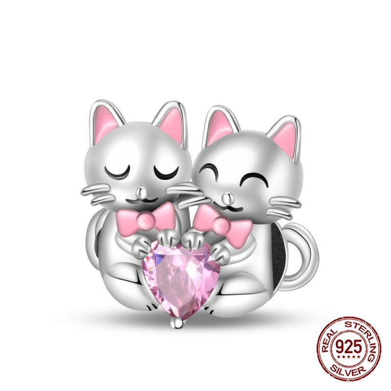 Original Owl Beads 100% 925 Silver Lucky Cat Elephant Charms Fit Original 925 Bracelet DIY Jewelry Making Women's Gift