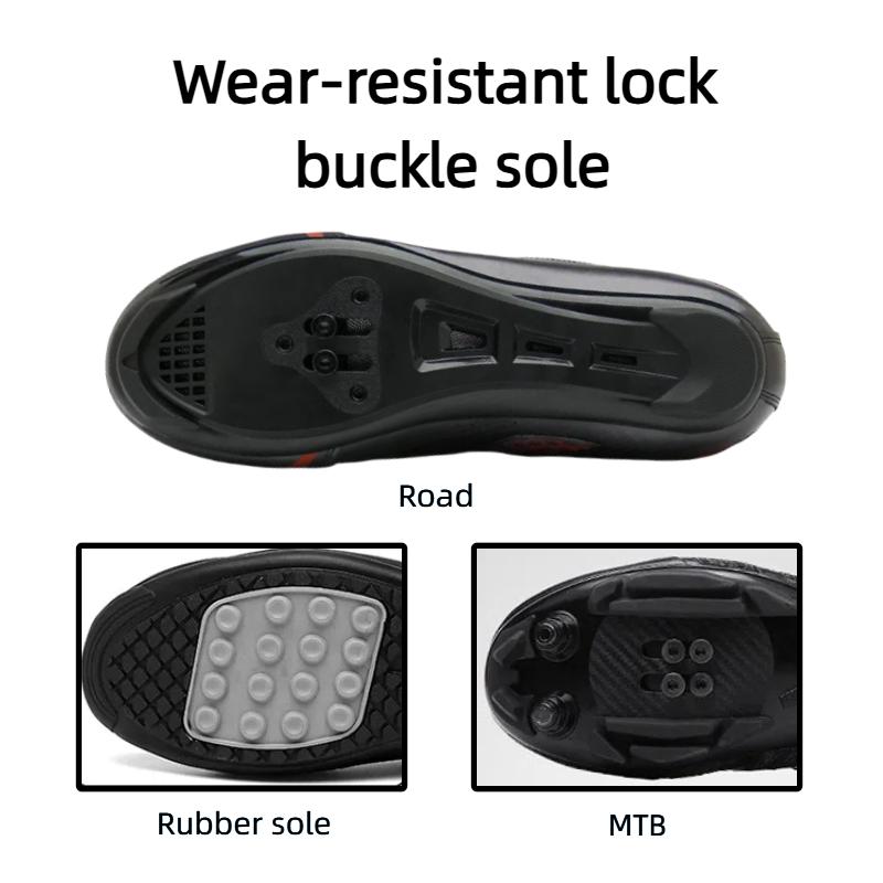 Cycling Shoes with Rotating Buckle - Breathable Unisex MTB Shoes Non-Slip Nylon Outsole Durable Leather Outdoor Riding Shoes