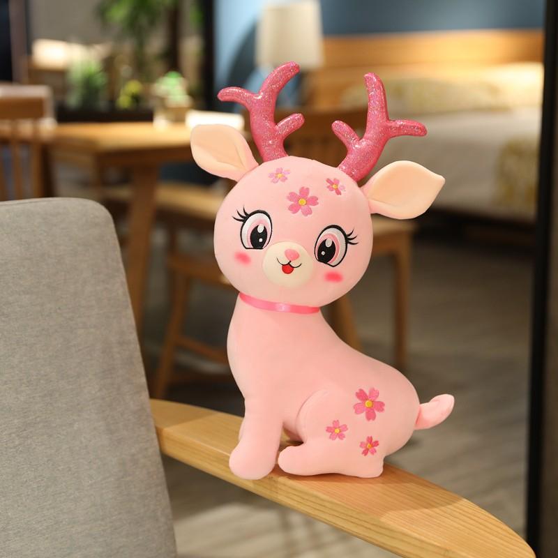 1Pcs 33/47/53cm Cute Star Sika Deer Plush Toys Cartoon Animals Pillow Stuffed Dolls for Gift
