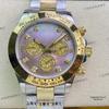 Мужские роскошные двухцветные автоматические часы La Jadia серии Daytona с цветным циферблатом, инкрустированным бриллиантами