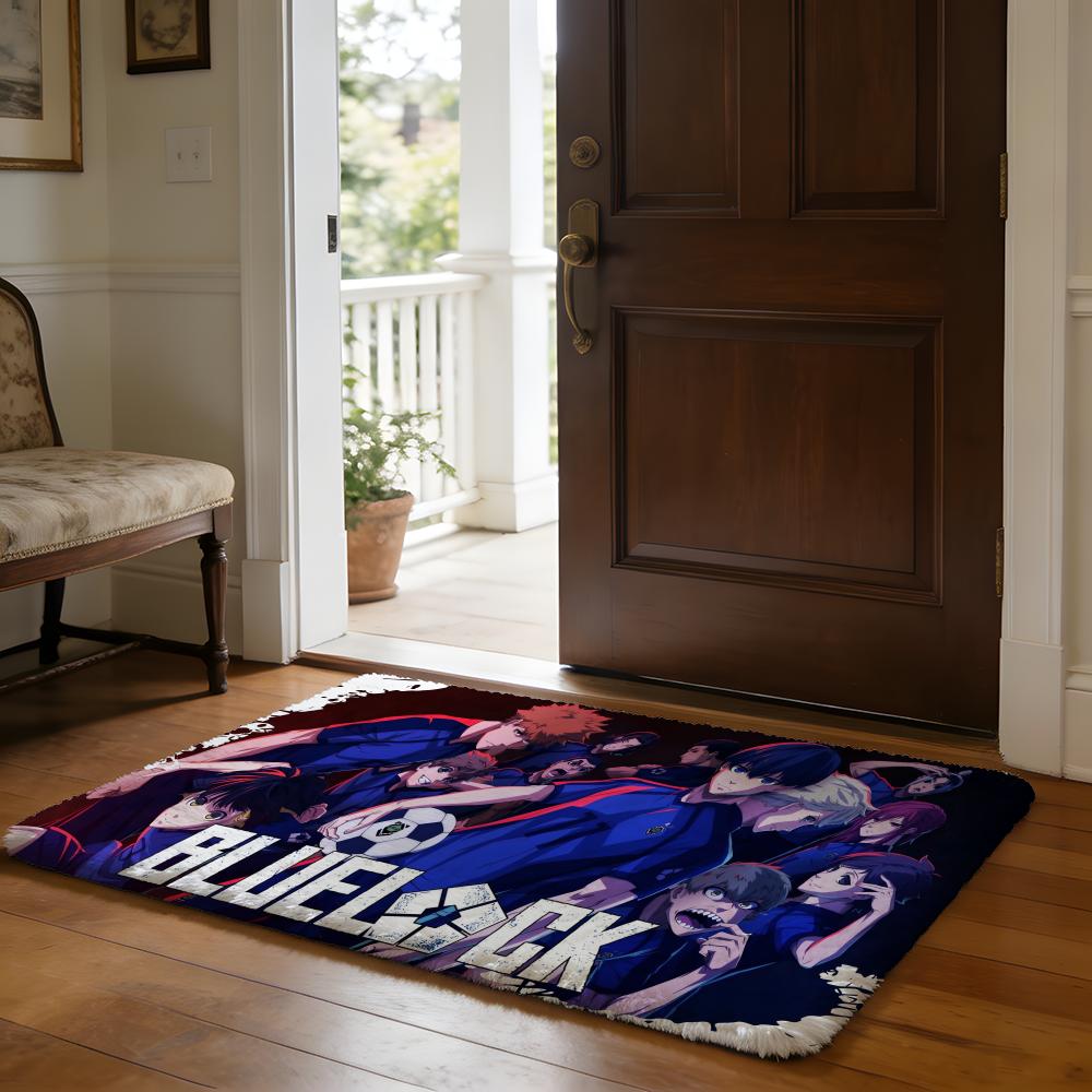 Anime BBlue Lock Soccer Floor Mat Soft Flannel Absorbent Mat Non-Slip Rug Home Bedroom Bathroom