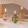 Clear Glass Oil Lamp Round Shape Smokeless Candle Holder for Ghee Tea Light Minimalist Home Decor