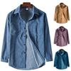 Men's Autumn Casual Long-sleeved Corduroy Solid Color Lapel Shirt