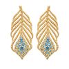 [R5764] - Gold Plated Earrings 'Cléopatra' Golden Blue - 20x8 Mm (feather)
