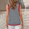 Женские летние топы, повседневная полосатая водолазка с цветными блоками, жилет, свободная рубашка без рукавов с высоким и низким вырезом, блузка