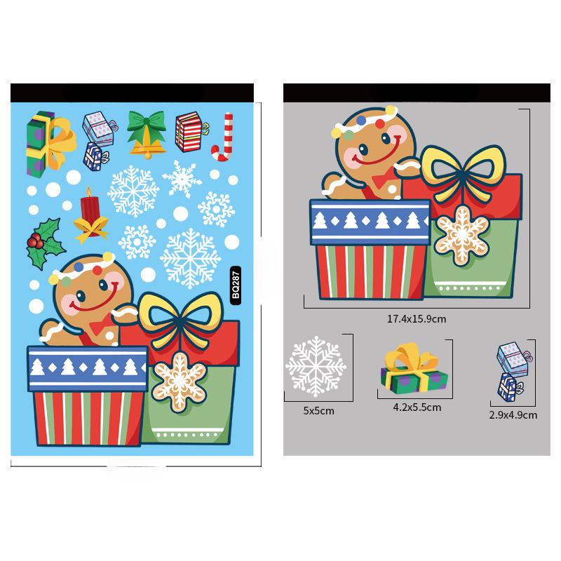 Christmas Decoration Window Stickers Cartoon Elk Santa Claus Snowman Xmas Mirror Stickers Merry Christma Sticker New Year