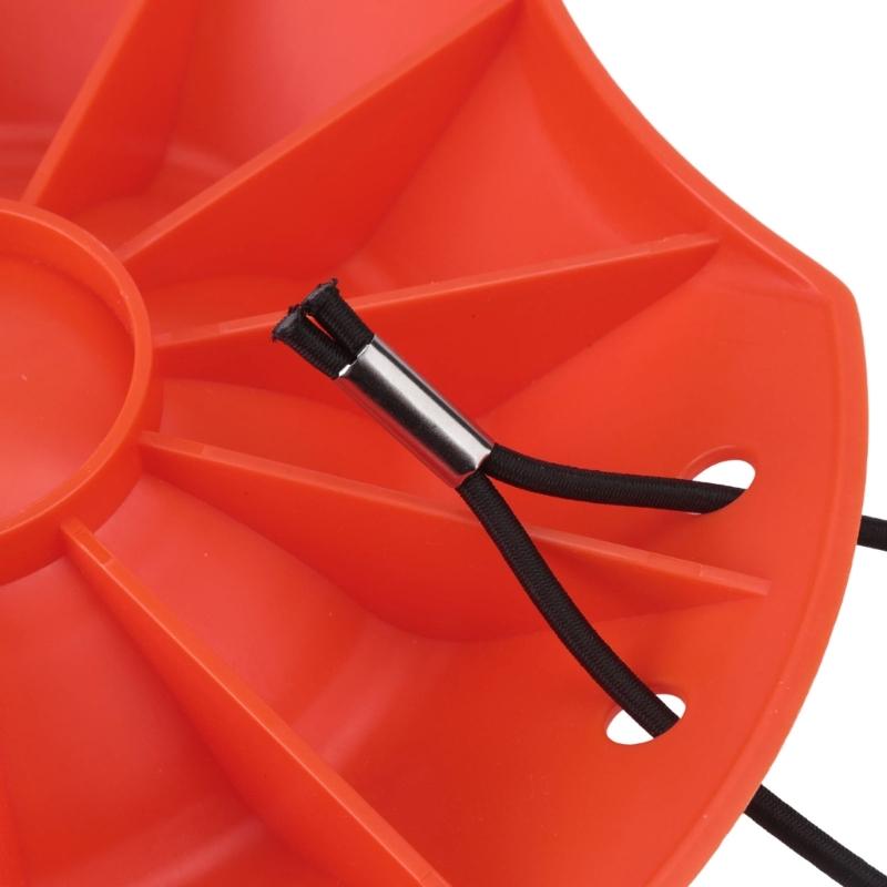Trailer Caster Wheel Support Base with Curved Center Area, Orange Plastic Tongue Wheel Dock with Pull Rope for Campground and Garage Parking