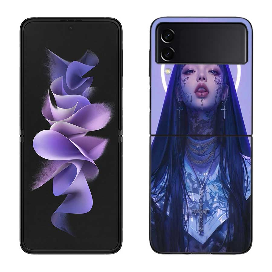 Чехол для телефона 'Темная монахиня' для Samsung Z Flip 7 6 5G Galaxy Z Flip 5 4 3 Черный Жесткий Чехол Роскошный ПК Корпус Coque