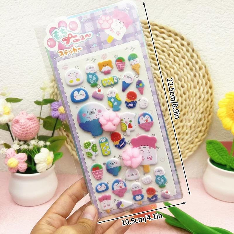 3D Cute Animal Butt Stickers Plush Pinched Happy Buttocks Sticker Stress Ease Puffy Sticker For Diy Scrapbook Phone Case Decal