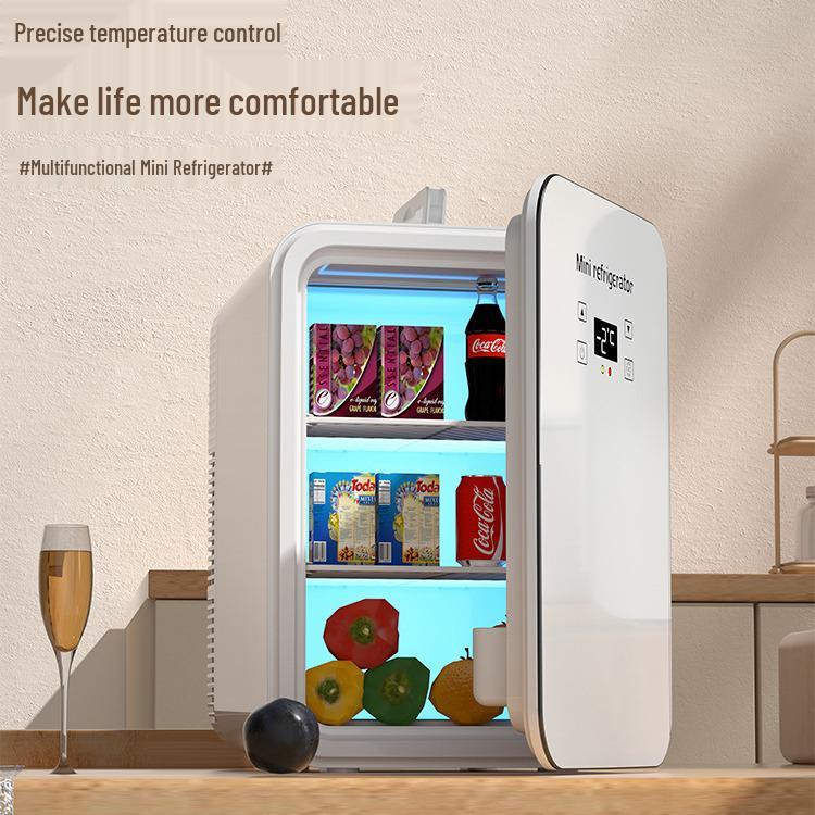 Compact Mini Fridge for Car/Home Use - Single Door, Dual-Purpose for Household & Cosmetic Storage