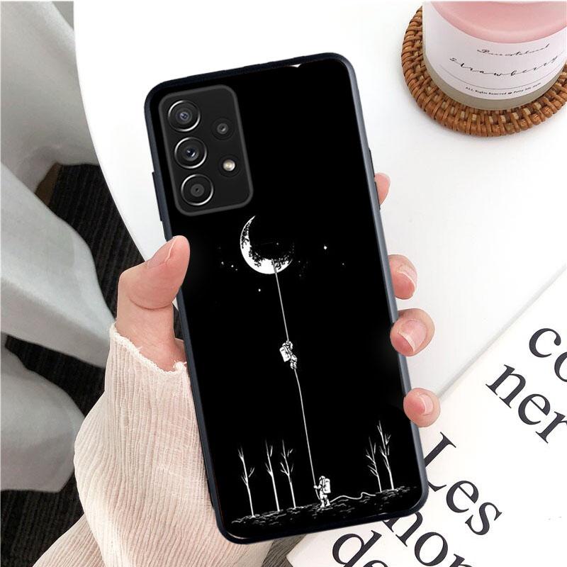 Чехол для телефона «Луна-космонавт» для Samsung Galaxy A35 A55 A54 A15 A25 A05s A05 A22 A24 A52 A33 A34 M34 M14 M54 M23