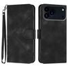 For iPhone 17 Pro Max Wallet Case Line Imprinted PU Leather Phone Cover with Strap