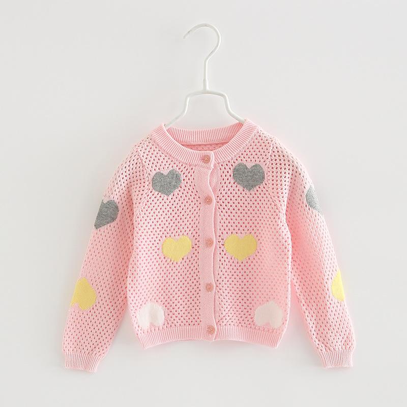 Детский весенне-осенний кардиган для малышей, вязаный свитер, ажурный топ, верхняя одежда, девочки любят тонкую куртку