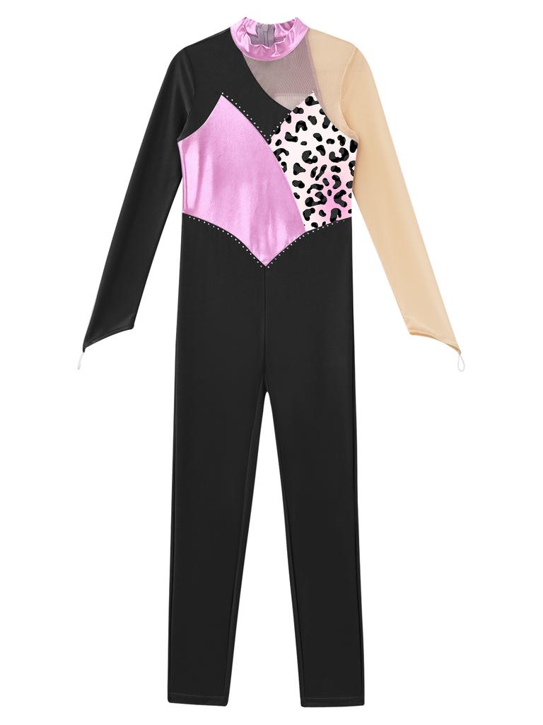 Детский гимнастический комбинезон для балета и танцев для девочек, художественный гимнастический боди, купальник, комбинезон для фигурного катания, костюм для выступлений