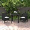 VidaXL Garden Dining Furniture Cushions 3 Pcs Woven Resin Glass, Black, 30.54kg