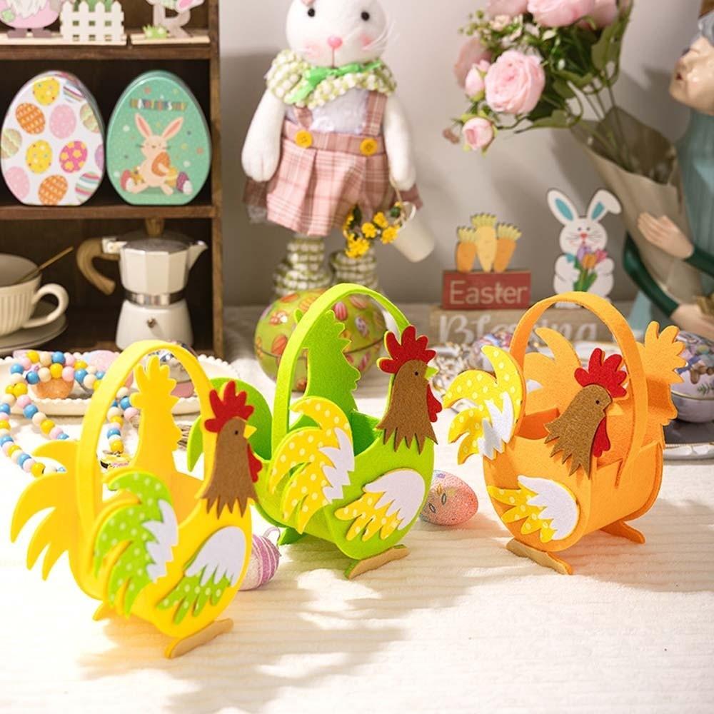 Мультяшный Петух Фетровый Цыпленок Корзина Вырезка Пасхальный Чехол для Хранения Петух Конфетница Свадебные Украшения