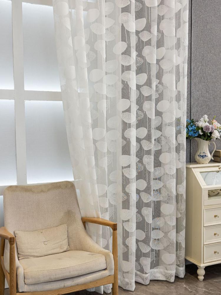Lace Jacquard Transparent Curtain Window Screen Living Room Bedroom Balcony Screen Curtain Transparent Window Screen Curtain