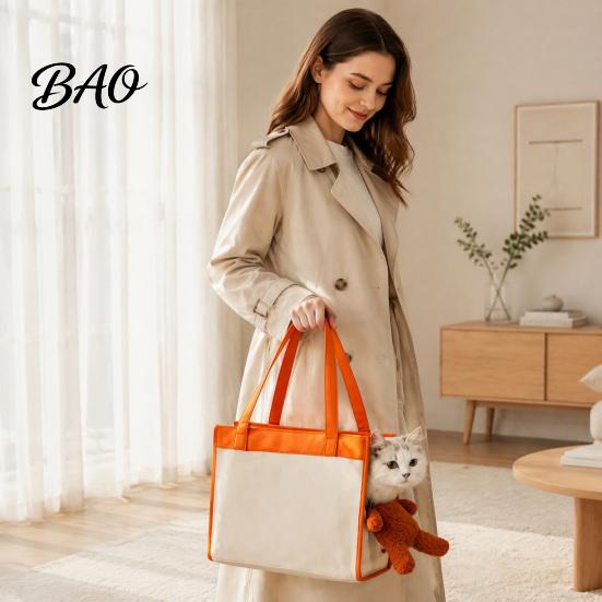 Fashionable Cat Travel Tote Pet Carrier Bag, 2-in-1 Dog Handbag with Head?Out Opening, Large Capacity Small Animal Carrying Bag Shoulder for Dogs &