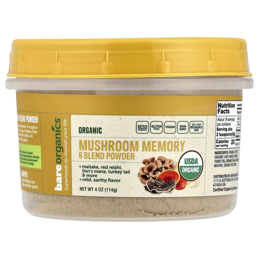 Органический грибной порошок для памяти, смесь из 6 грибов, 114 г(4 унции)