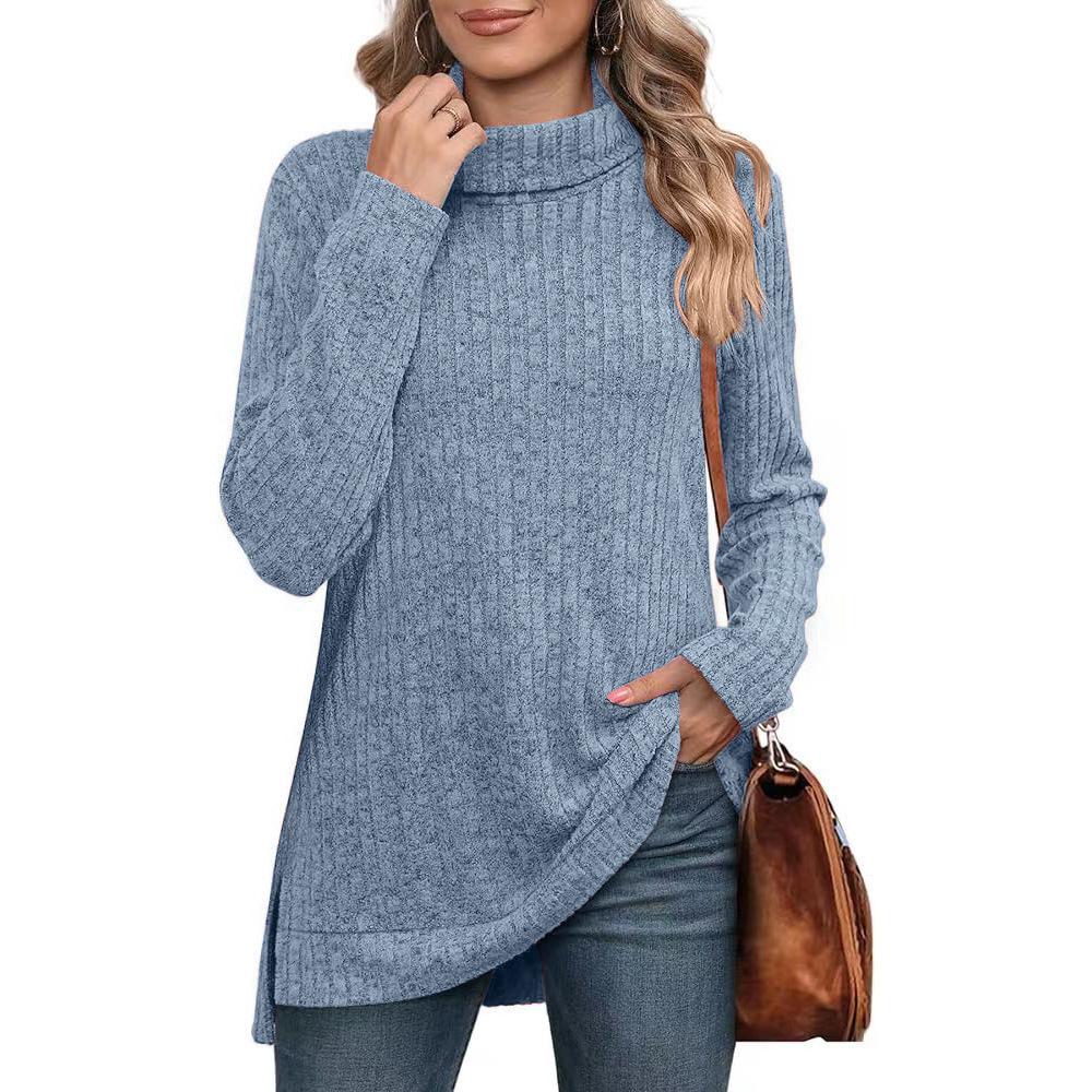Autumn Winter Warm Thick Cold Resistant Women Sweaters Loose Knitted Turtleneck Ladies Pullovers Striped Soft Long Sleeved Jumpers