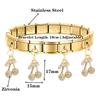 Geometric Square Stainless Steel Elastic Strap Bangle Bracelets for Women Strawberry Cherry Pendant Bracelets Hand Jewelry Gift