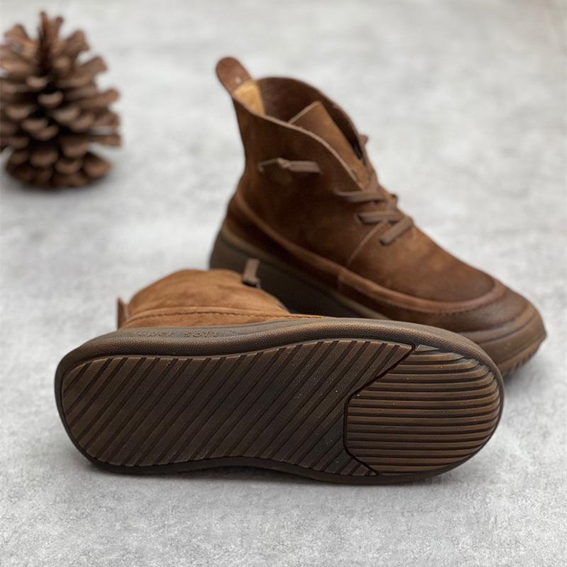 Johnature Короткие ботинки из натуральной кожи в стиле ретро, толстая подошва, круглый носок, универсальные женские ботинки без застежек